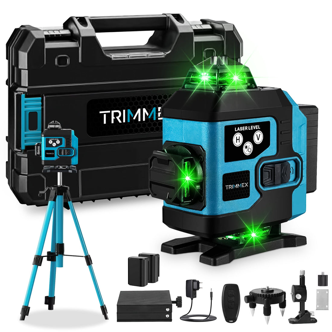 Chargeur de batterie électrique Trimmex® - Chargeur de batterie inclus et deux batteries puissantes (2,0 Ah)