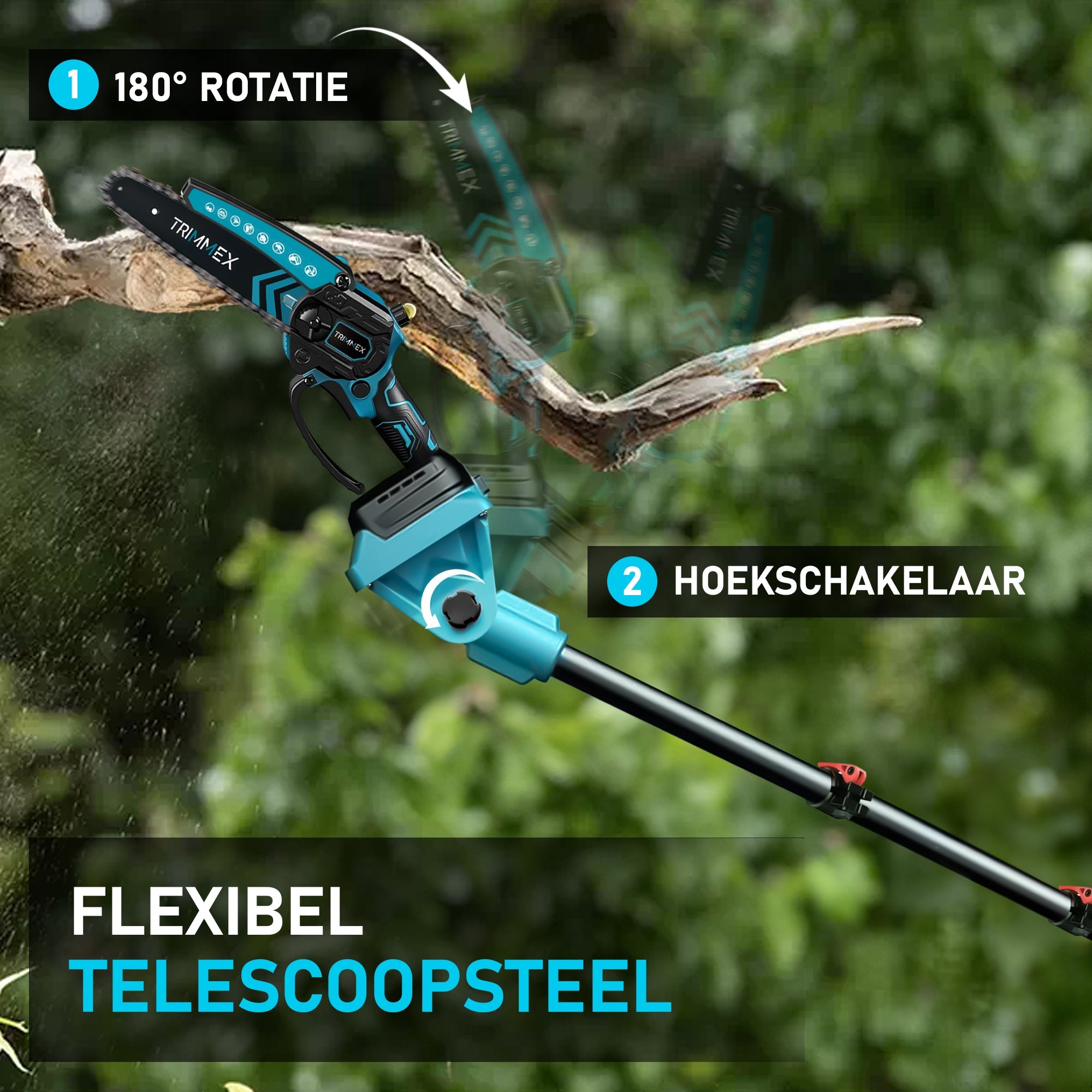 Trimmex® Telescopische Snoeisteel - Équipement pour tous les accessoires Trimmex
