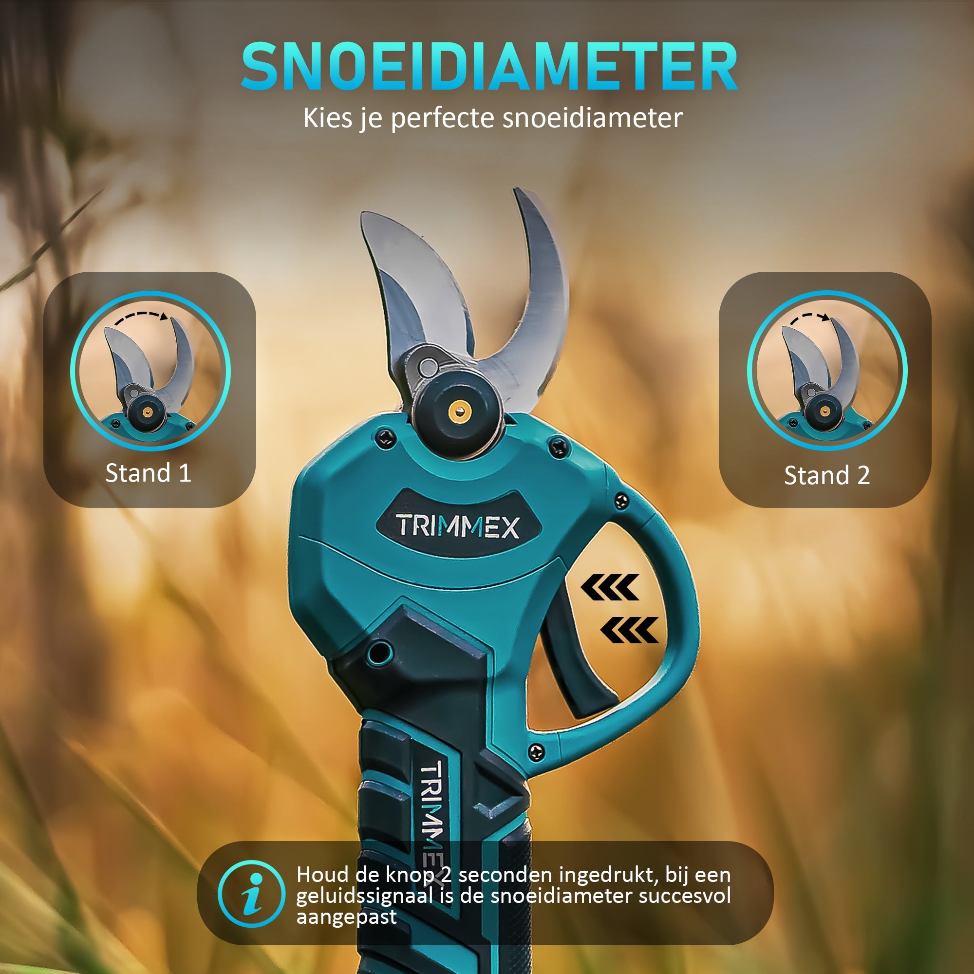 Trimmex® Elektrische Snoeischaar + Telescopische steel - Inclusief Opbergkoffer et Twee Krachtige Batterijen (2.0Ah)